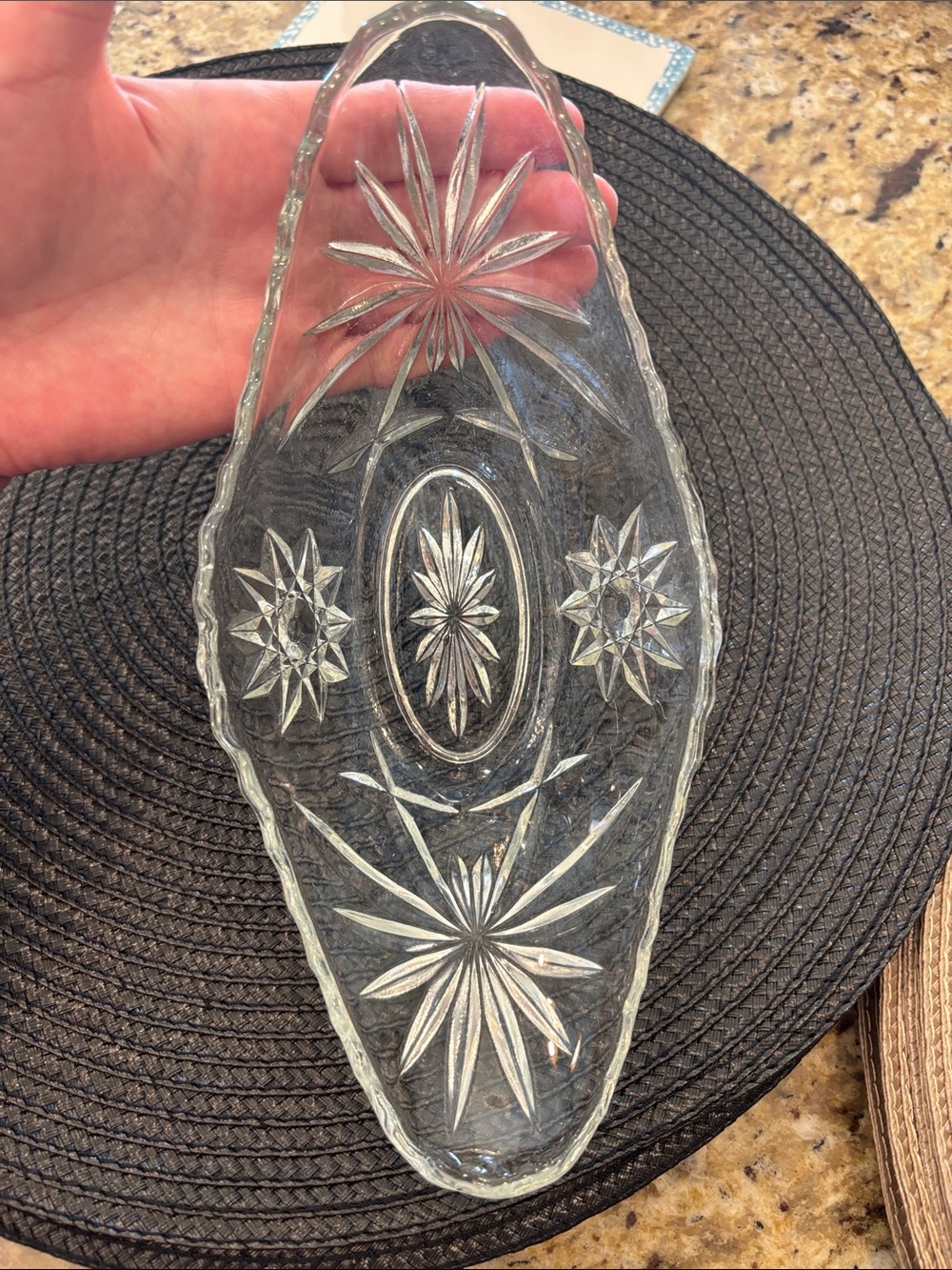 Vintage Anchor Hocking banana split dish.